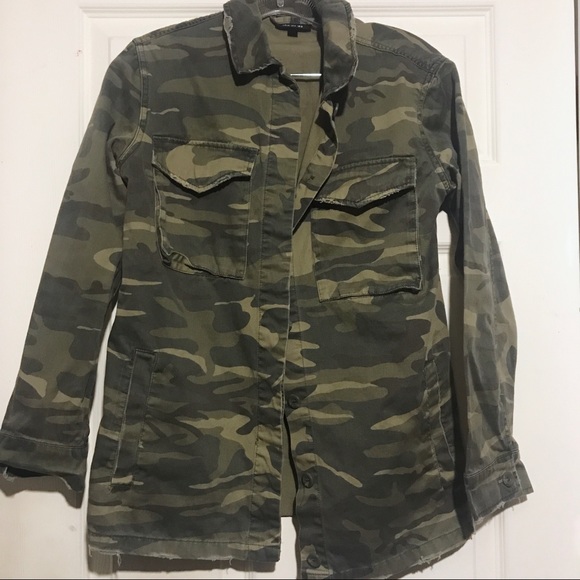 Topshop Sampson Camo Shirt Jacket size 4 - Picture 1 of 3